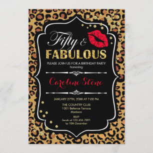 50. Geburtstag - 50. Fabelhafte Leopardrucke Einladung
