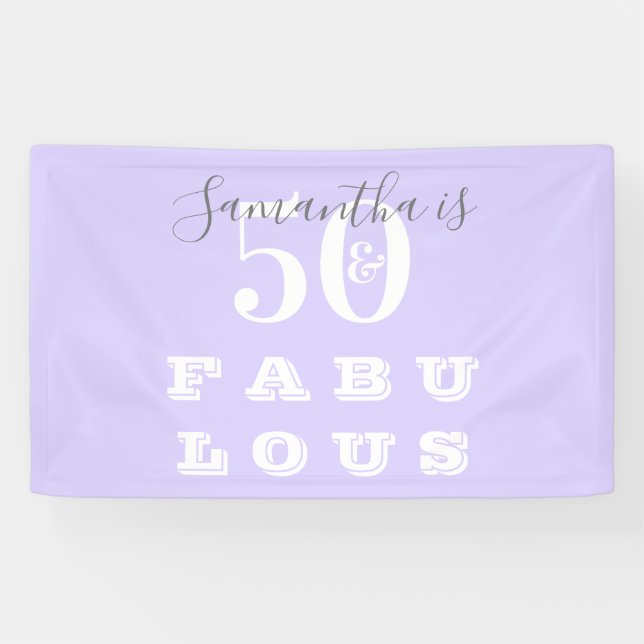 50. Geburtstag 50 fabelhafte Lila Geburtstagsparty Banner (Horizontal)