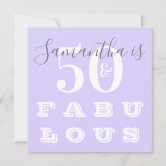 50. Geburtstag 50 fabelhafte Lila Geburtstagsparty Einladung