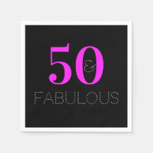 50. Geburtstag 50 fabelhaftes Neon Pink Black Part