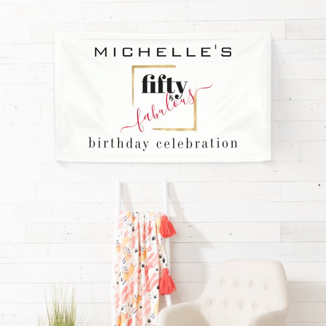 50. Geburtstag 50 & Fabulous Elegant Black Gold Banner (Insitu)
