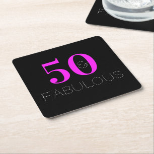 50. Geburtstag 50 fantastische Neon-Pink-Schwarze Rechteckiger Pappuntersetzer