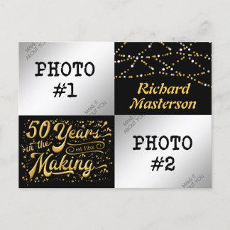 50. Geburtstag 50 Jahre im Making (Dann & Jetzt) Einladungspostkarte