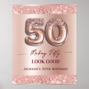 50. Geburtstag 50 sieht gut aus Roségold Poster