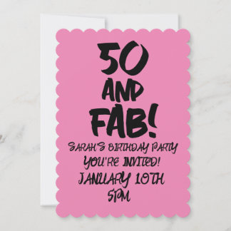 50. GEBURTSTAG 50 UND FAB PINK PARTY EINLADUNGEN