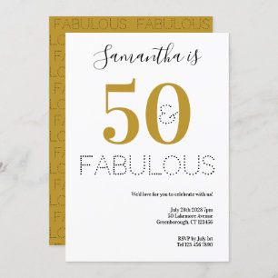 50. Geburtstag 50 und Fab Typografie Gold Party Einladung