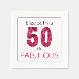 50. Geburtstag 50 und fabelhaft rosa Blüte Serviette