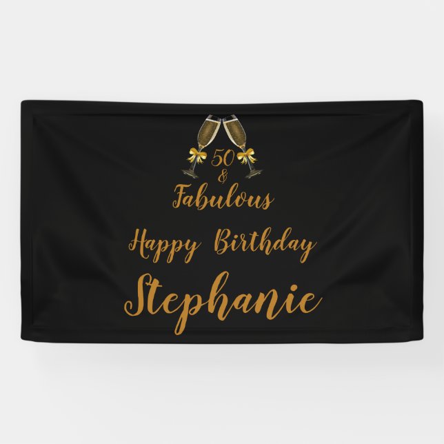 50. Geburtstag 50 und fabelhaft schwarz | Imitate  Banner (Horizontal)