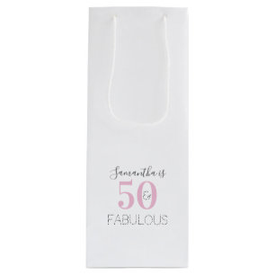 50. Geburtstag 50 und fabelhafte moderne rosa Gebu Geschenktüte Für Weinflaschen