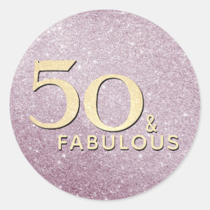 50. Geburtstag 50 und fabelhafter Silver Gold Glit Runder Aufkleber
