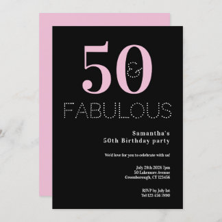 50. Geburtstag 50 und fabelhaftes Black Pink Party Einladung