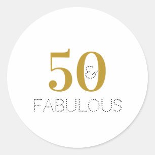 50. Geburtstag 50 und fabelhaftes Gold White Runder Aufkleber