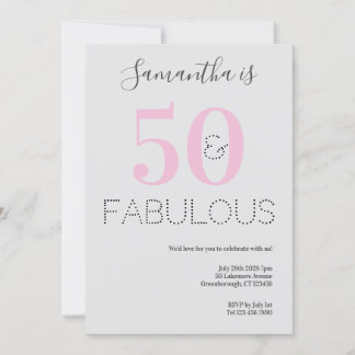 50. Geburtstag 50 und fabelhaftes Pink Gray Party Einladung