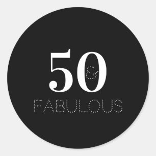 50. Geburtstag 50 und fabelhaftes Schwarz-weiß Runder Aufkleber