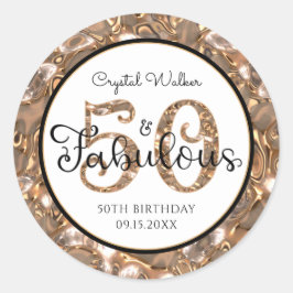50. Geburtstag 50 UND FABULOUS Elegant Personalisi Runder Aufkleber