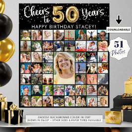 50. Geburtstag 51 Foto Collage freut sich auf 40 J Poster