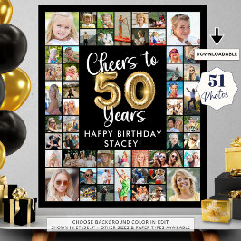 50. Geburtstag 51 FotoCollage freut sich auf 50 Ja Poster