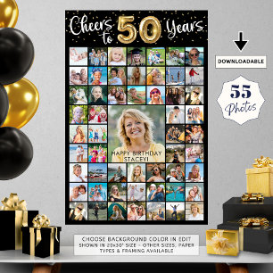 50. Geburtstag 55 Fotocollage jubelt auf Jahre Poster
