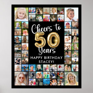 50. Geburtstag 57 Foto Collage Cheers to 50 Years Poster