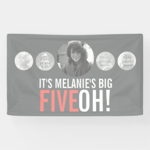 50. Geburtstag 5 Fotos graue Korallenbanner Banner