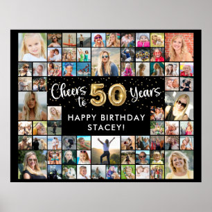 50. Geburtstag 68 Fotocollage freut sich auf 50 Ja Poster