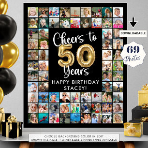 50. Geburtstag 69 Foto Collage Cheers to 50 Years Poster