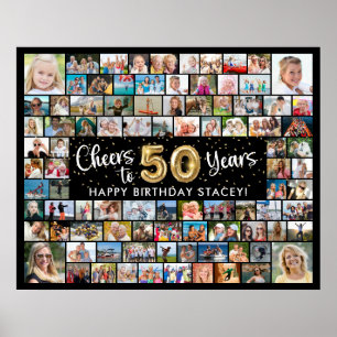 50. Geburtstag 92 Fotos Schwarz Gold Prost auf das Poster
