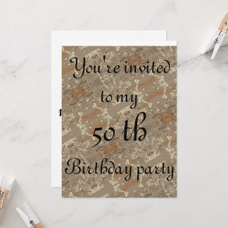 50. Geburtstag abstraktes goldenes Muster Einladung