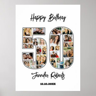 50. Geburtstag Alter Nummer 50 Custom Foto Collage Poster