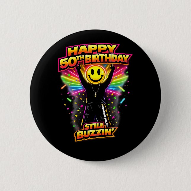 50. Geburtstag alter Skool-Raver schottische Rave- Button (Vorderseite)