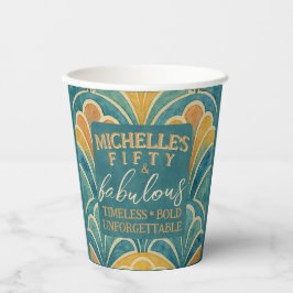 50. Geburtstag Aquamariner Art Deco Cup Pappbecher