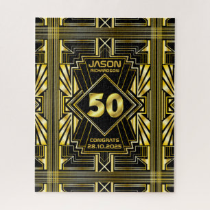 50. Geburtstag Art Deco Gold Black Great Gatsby Puzzle