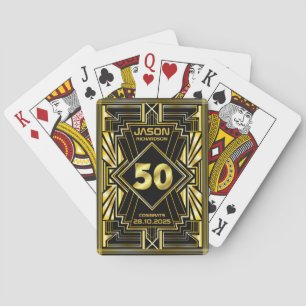 50. Geburtstag Art Deco Gold Black Great Gatsby Spielkarten