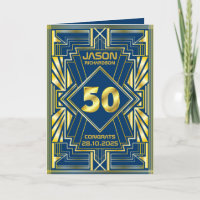 50. Geburtstag Art Deco Gold Blue Great Gatsby