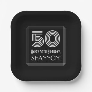 50. Geburtstag — Art Deco Inspiriert Aussehen "50" Pappteller