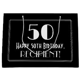 50. Geburtstag: Art Deco Inspiriert Stil "50", Nam Große Geschenktüte