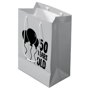 50. Geburtstag Ballon Wort Kunst Mittlere Geschenktüte