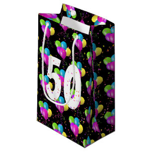 50. Geburtstag Balloons und Confetti Kleine Geschenktüte