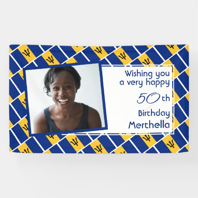 50. Geburtstag BARBADOS FLAG Custom Foto Banner (Horizontal)