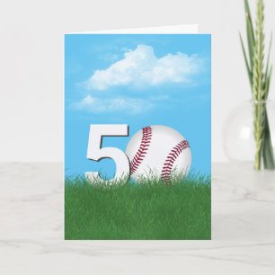 50. Geburtstag Baseball im Grünen Gras Karte