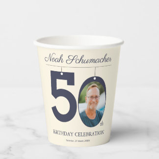 50. Geburtstag Beige & Creme Vintage Benutzerdefin Pappbecher