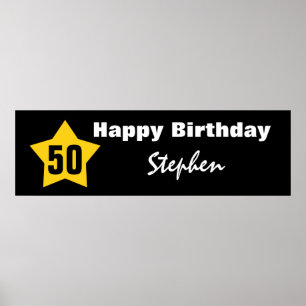 50. Geburtstag Big Star Banner Individuelle Name V Poster