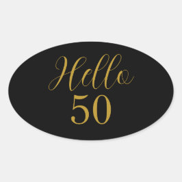 50. Geburtstag Black Gold Elegant Ovaler Aufkleber
