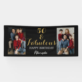 50. Geburtstag Black & Gold Foto Banner