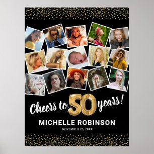 50. Geburtstag Black Gold Foto Party Poster