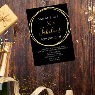 50. Geburtstag Black Gold Geburtstagsfeier Einladu Einladung