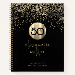 50. Geburtstag Black Gold Glitzer Guestbook Notizbuch