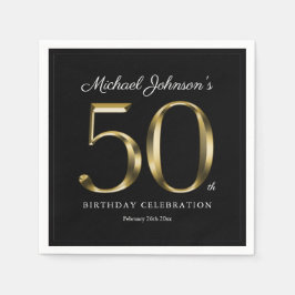 50. Geburtstag Black Gold Solid Typografie Napkins Serviette