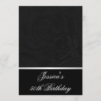 50. Geburtstag Black Rose White Satin Trim Party Einladung