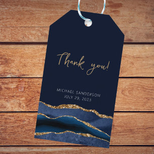 50. Geburtstag Blau Gold Achat Danke Geschenkanhänger